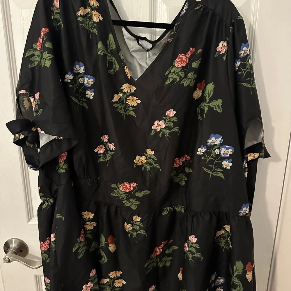 BloomChic Black Dress with Floral Accents - Picture 2 of 6